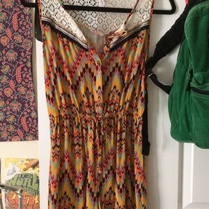 Colorful Chevron Sleeveless Romper / Jumper with Lace Detail Junior’s Size S